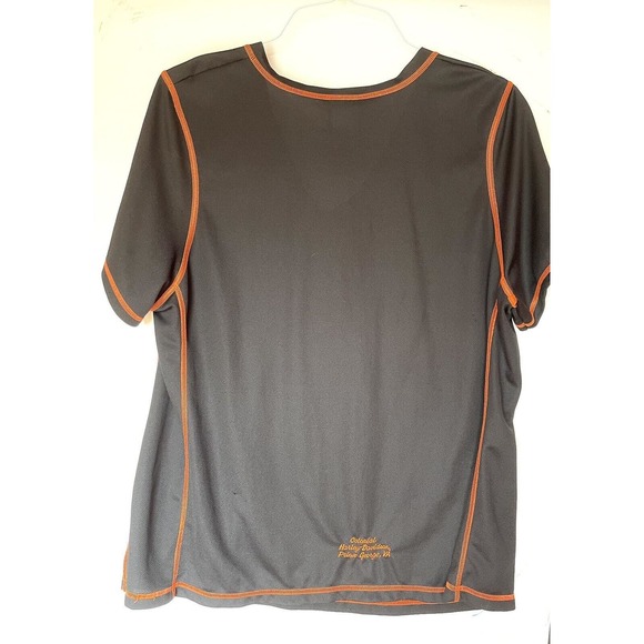 Harley Davidson XL Short Sleeve Women's Baseball Style Jersey Black Orange VA - Picture 2 of 14